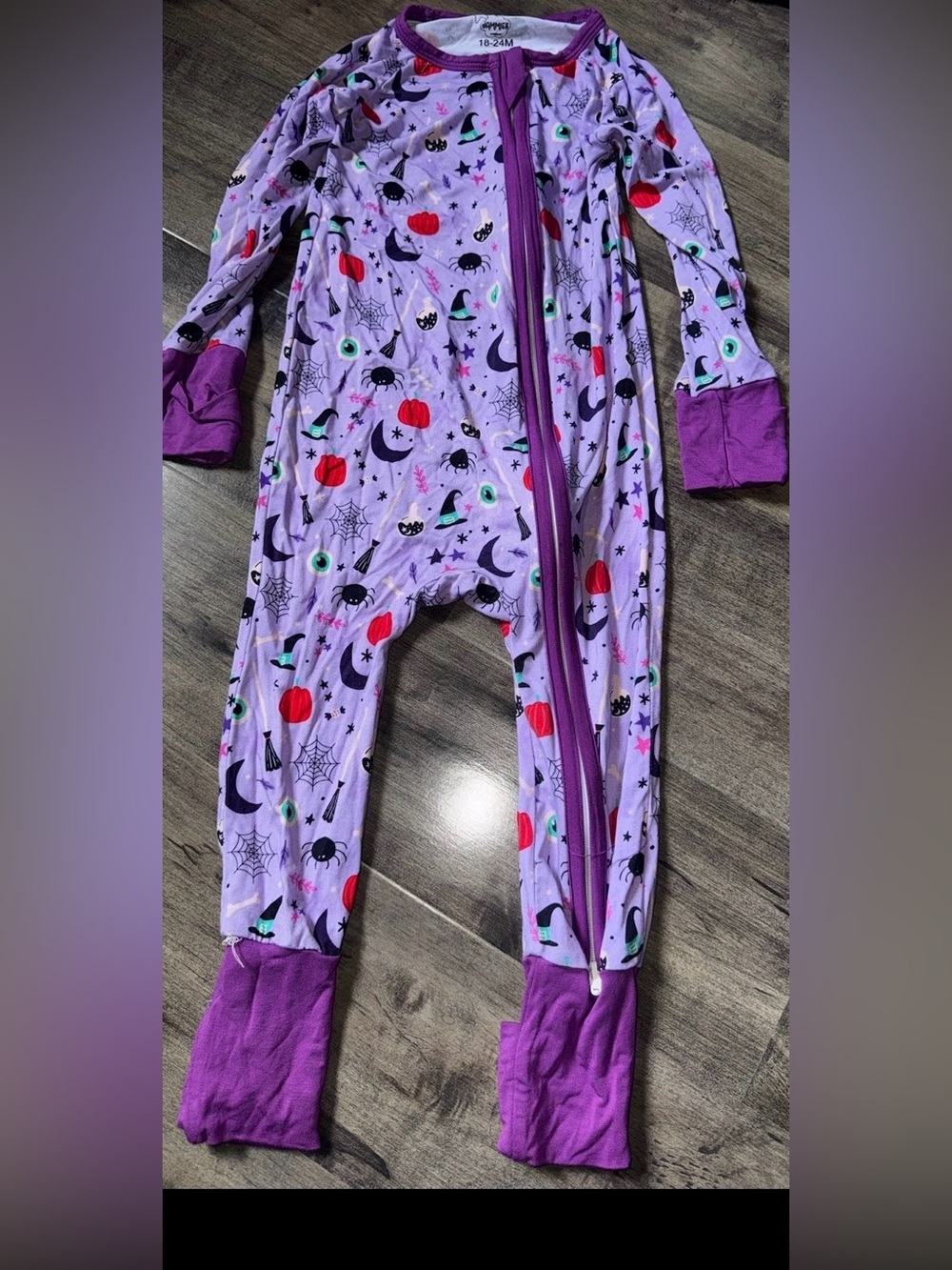 Jammies Twinkling Star Purple Halloween Bamboo Convertible Footie 18-24M